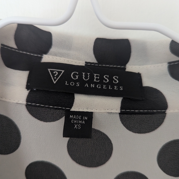 Guess Black and White Polka Dot Blouse - Picture 3 of 5